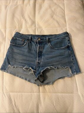 Levi's Blue Distressed Denim Cutoff Shorts
